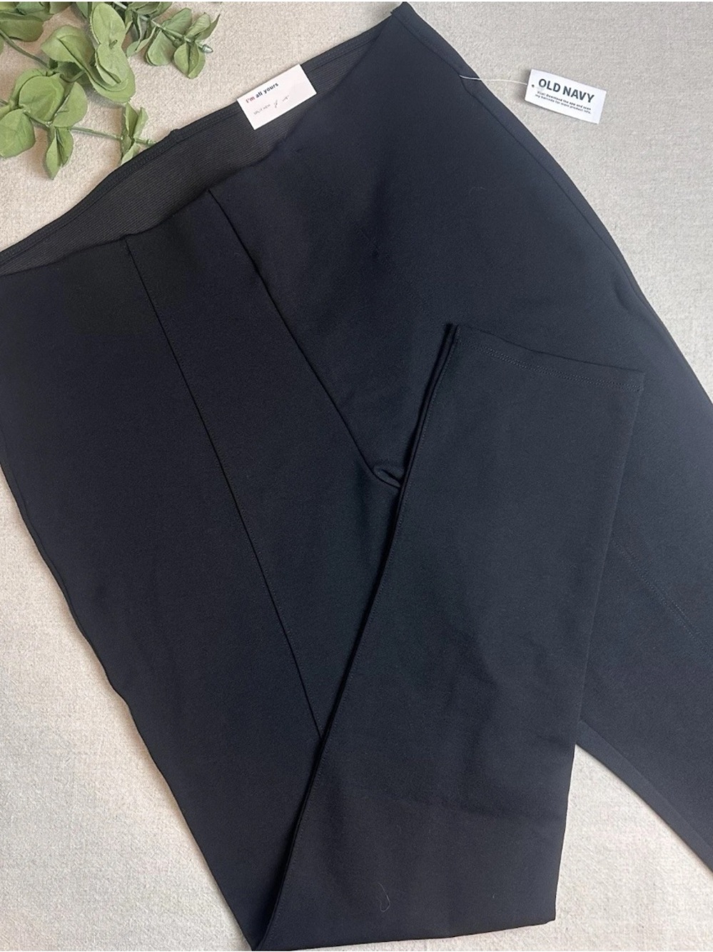 Old Navy Ponte Knit Skinny Pant Leggings Black Split Hem High Rise NWT